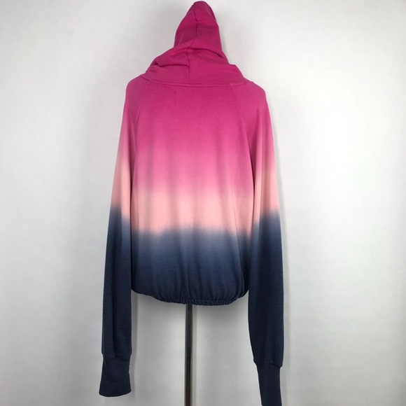Victoria Sport Ombre Pink Blue Size Medium Cropped Women’s Sweatshirt Hoodie - Picture 5 of 6